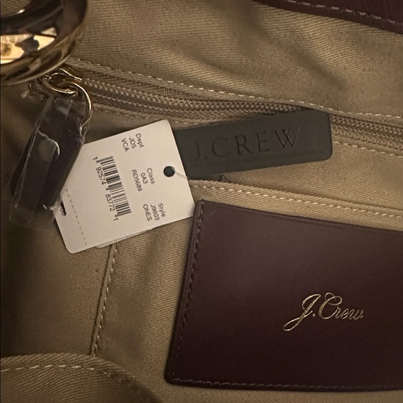NWT. J Crew Maroon Leather Tote medium - Picture 9 of 9
